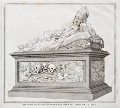 クロイドン教会のシェルドン大司教の記念碑、1794年（印刷） 作： Thomas Lawrence